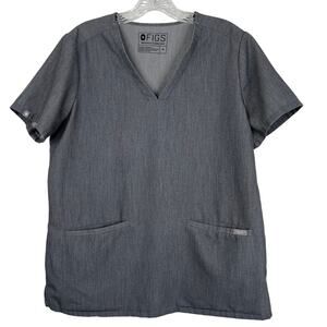 FIGS Women's Casma Three-Pocket Scrub Top V-Neck Short Sleeves Side Slits Size M